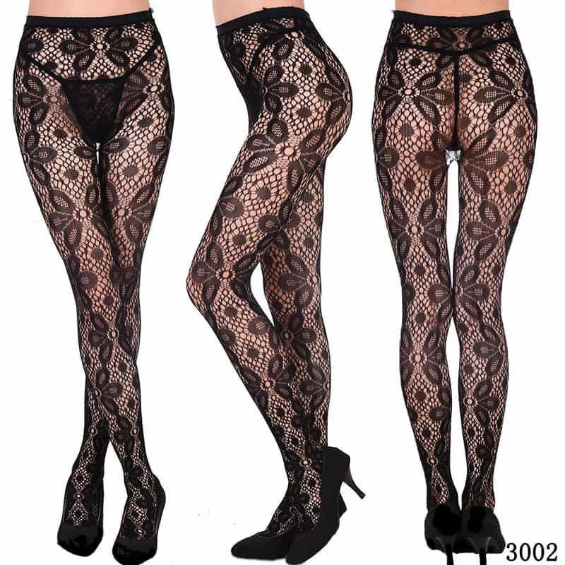 Vertical Strip Retro Hollow Lace Pantyhose