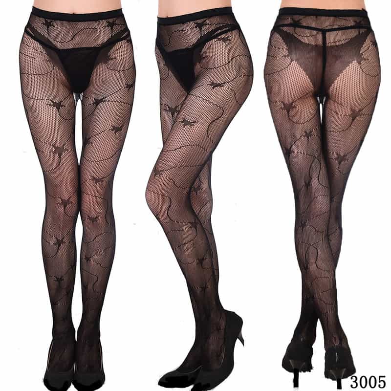 Vertical Strip Retro Hollow Lace Pantyhose