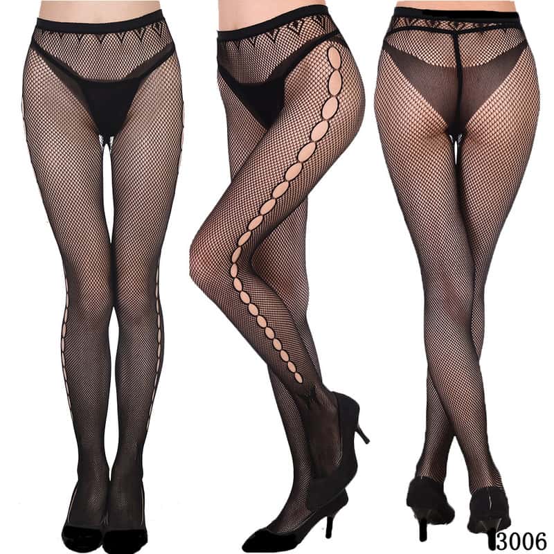 Vertical Strip Retro Hollow Lace Pantyhose