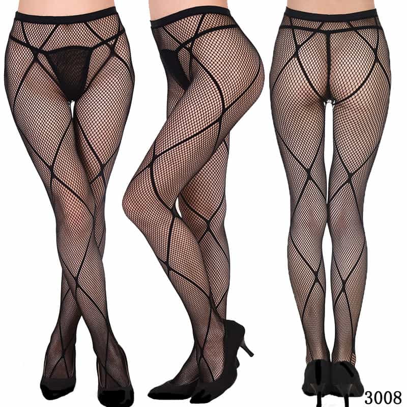 Vertical Strip Retro Hollow Lace Pantyhose