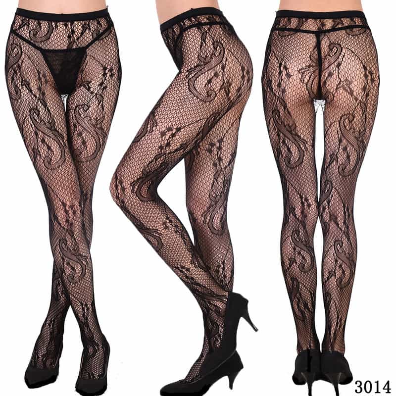 Vertical Strip Retro Hollow Lace Pantyhose