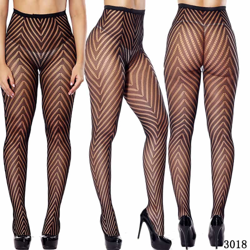 Vertical Strip Retro Hollow Lace Pantyhose