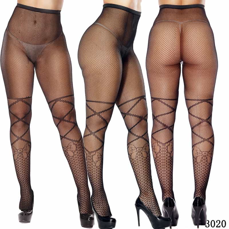 Vertical Strip Retro Hollow Lace Pantyhose