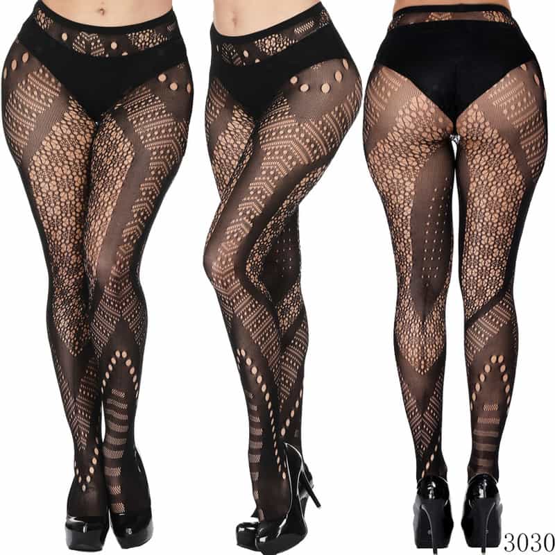 Vertical Strip Retro Hollow Lace Pantyhose