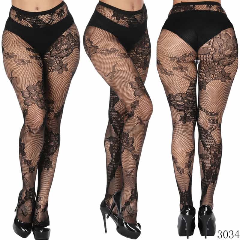 Vertical Strip Retro Hollow Lace Pantyhose
