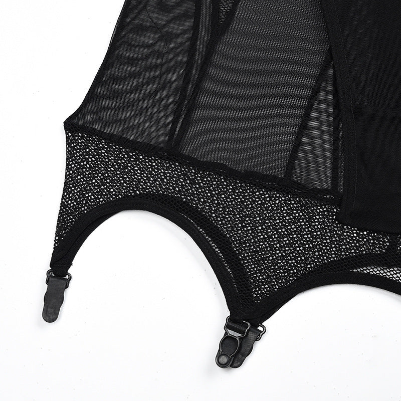 Black Mesh Halterneck Bra with Hip Cover Garters (a set)