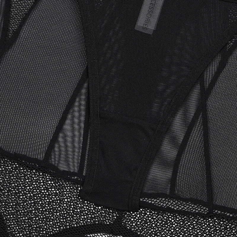 Black Mesh Halterneck Bra with Hip Cover Garters (a set)