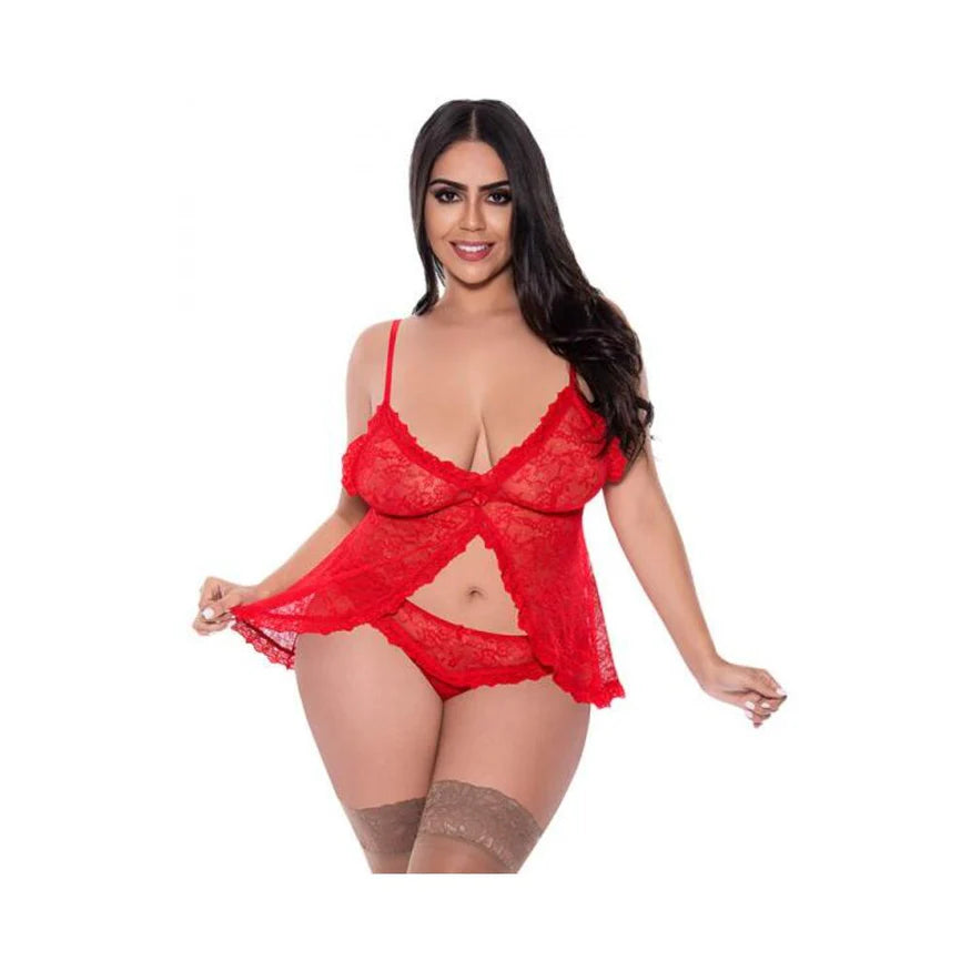 Magic Silk Ooh La Lace Babydoll & Split-crotch Panty Set