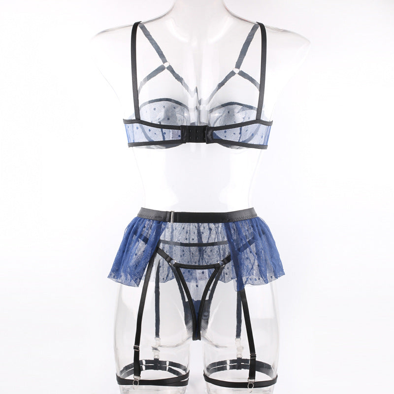 Azure Polka Dot Sheer Bralette Ensemble