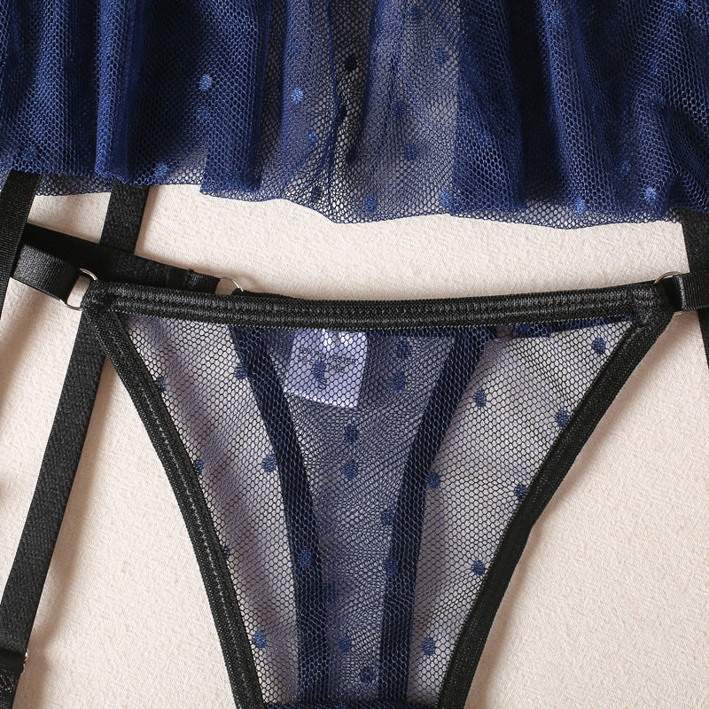 Azure Polka Dot Sheer Bralette Ensemble