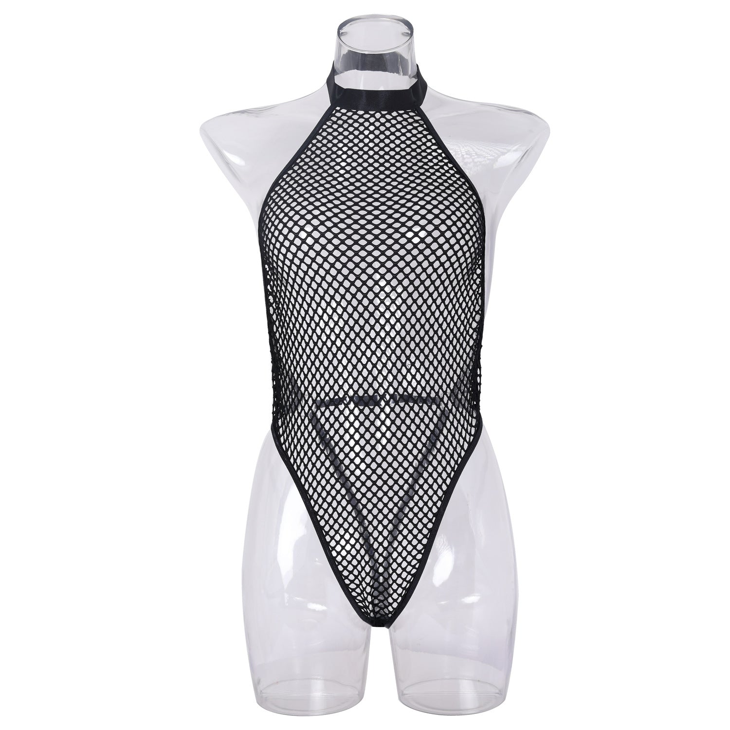 Backless Fishnet Erotic Bodysuit with Handcuffs - Lingerie