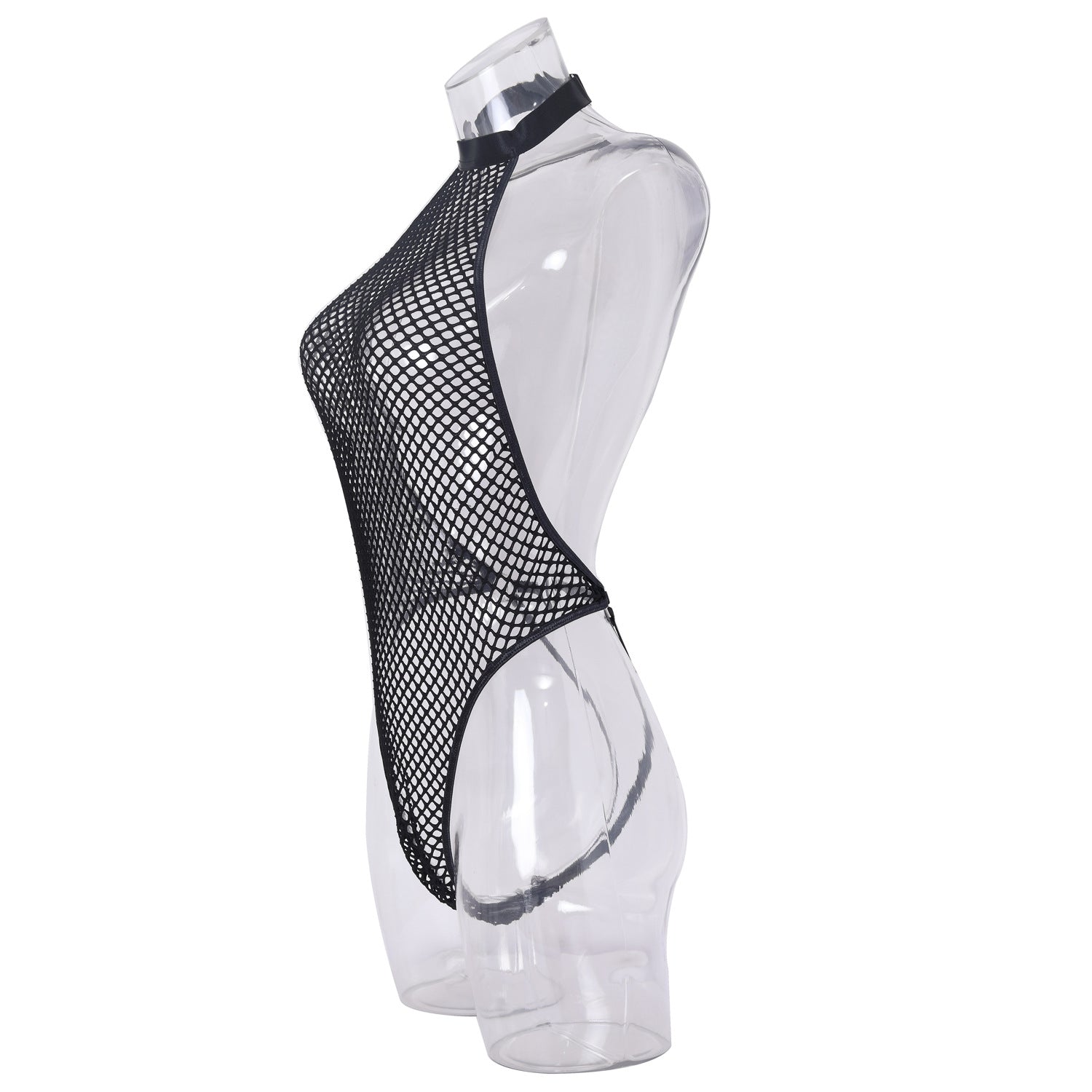 Backless Fishnet Erotic Bodysuit with Handcuffs - Lingerie