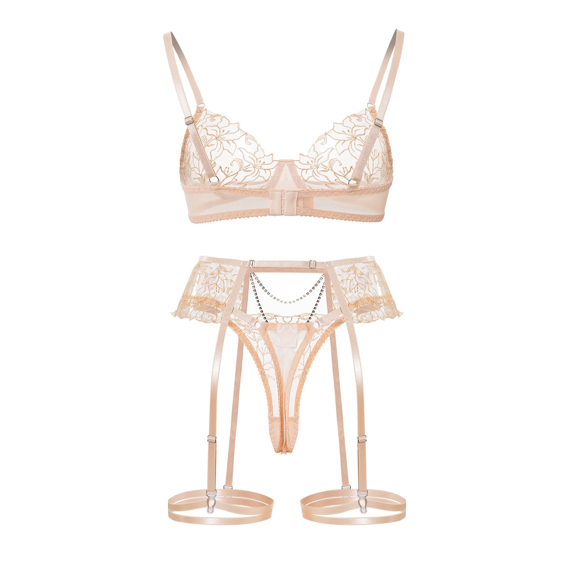 Sheer Lace Garter Lingerie Ensemble