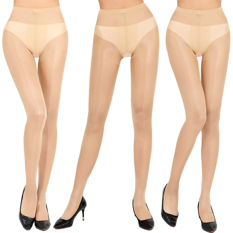 Shiny T-crotch Seamless Crotchless Pantyhose