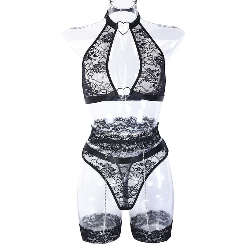 Chain Lace Fashion Girl Sexy Lingerie Set