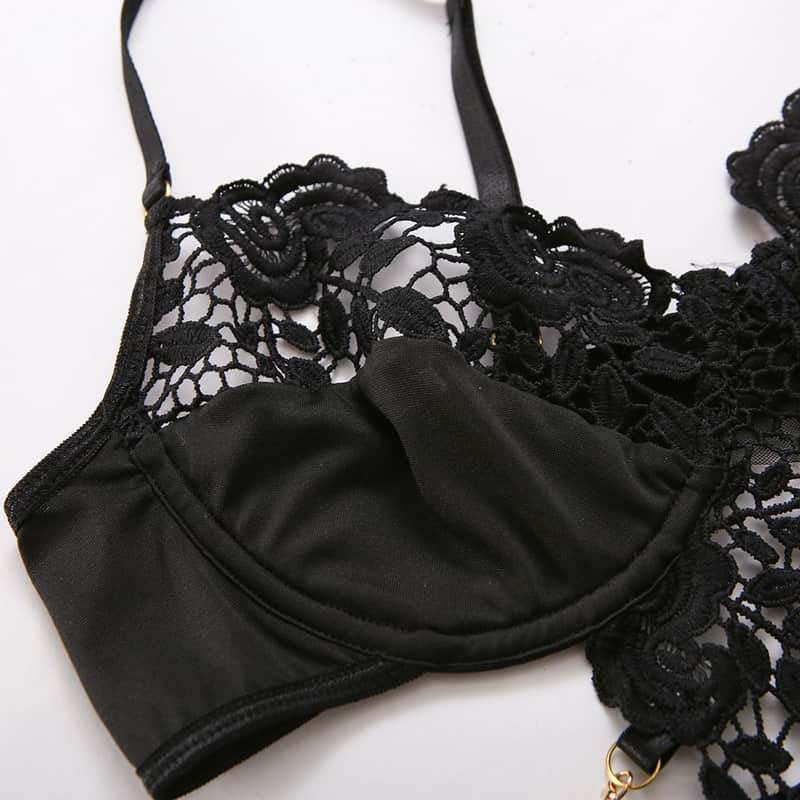 Black Cutout Metal Chain Bustiers