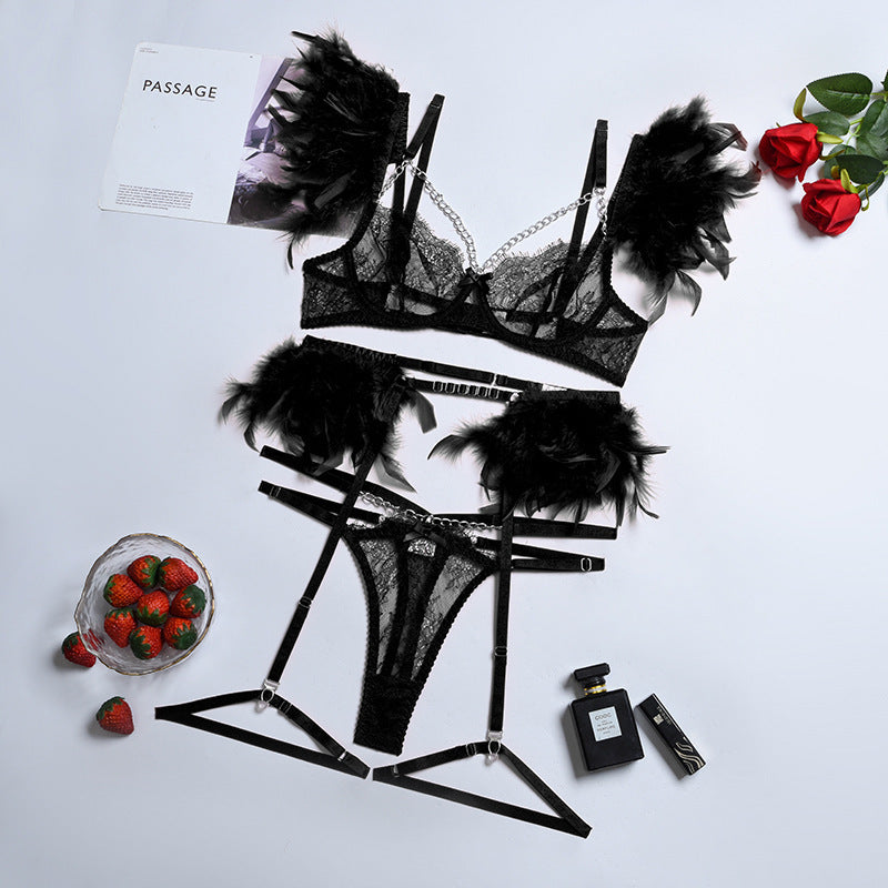 Enchanting Lace Bra & Panty Set with Garter