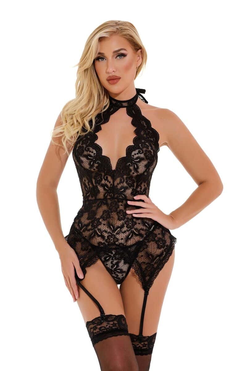 Halter Garter Lace Gartered Corset