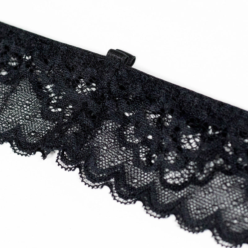 Black Lace Bra Set with Crossover Halter Neck