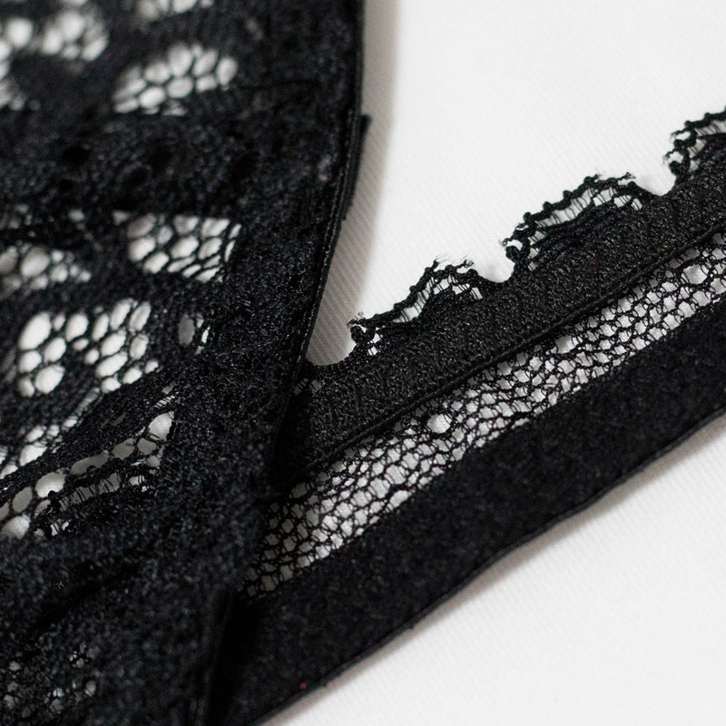 Black Lace Bra Set with Crossover Halter Neck