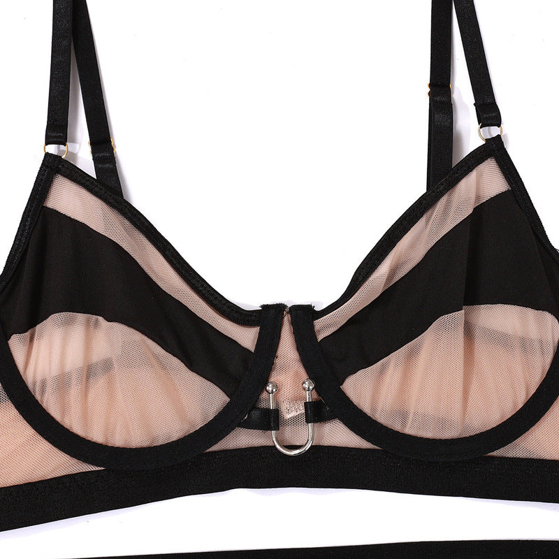 Mesh Splicing See-through Sexy Lingerie Suit