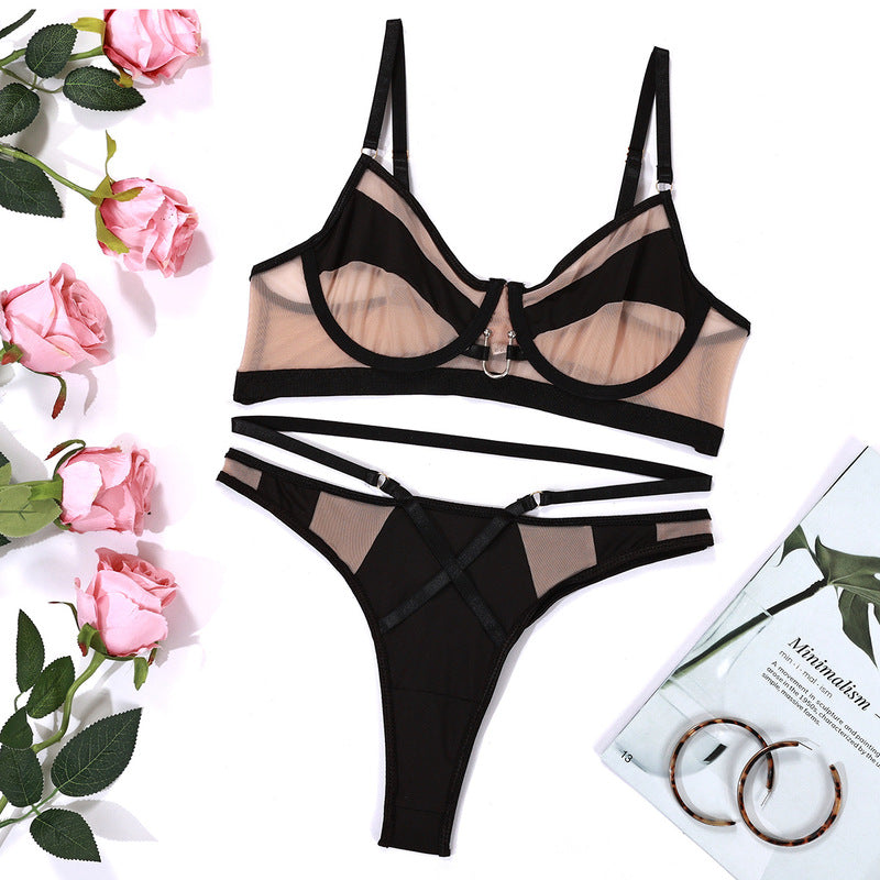Mesh Splicing See-through Sexy Lingerie Suit