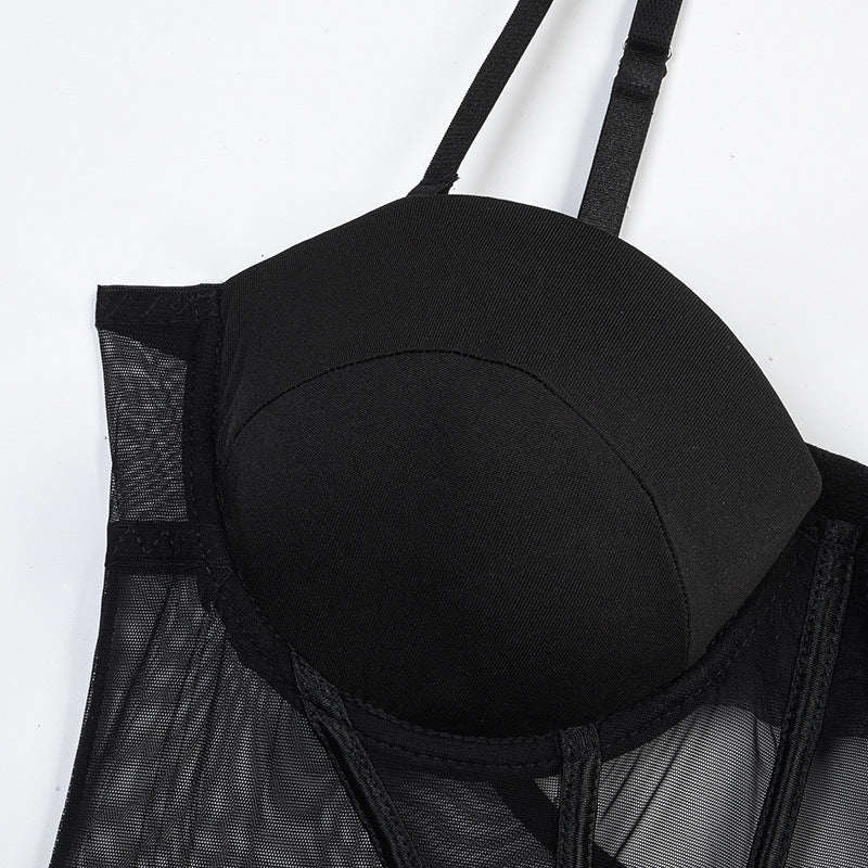 Midnight Temptation Mesh Bustier Set