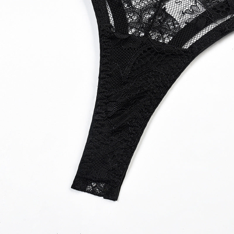 See-Through Lace Bra and Panty Set with Double Chest Lift