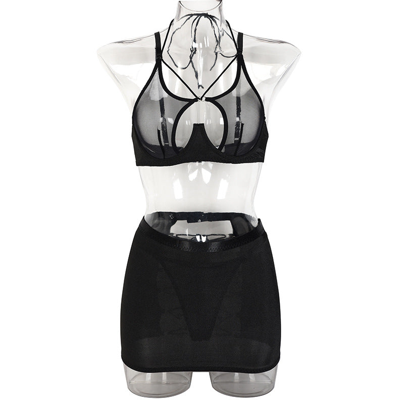 See-Through Mesh Bra and Panty Set