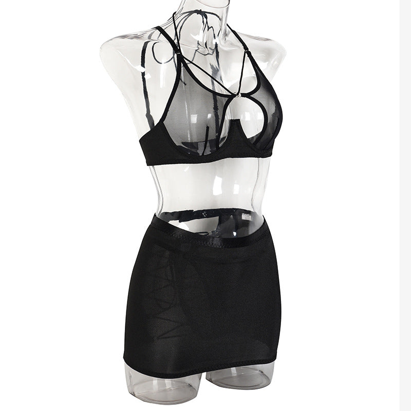See-Through Mesh Bra and Panty Set