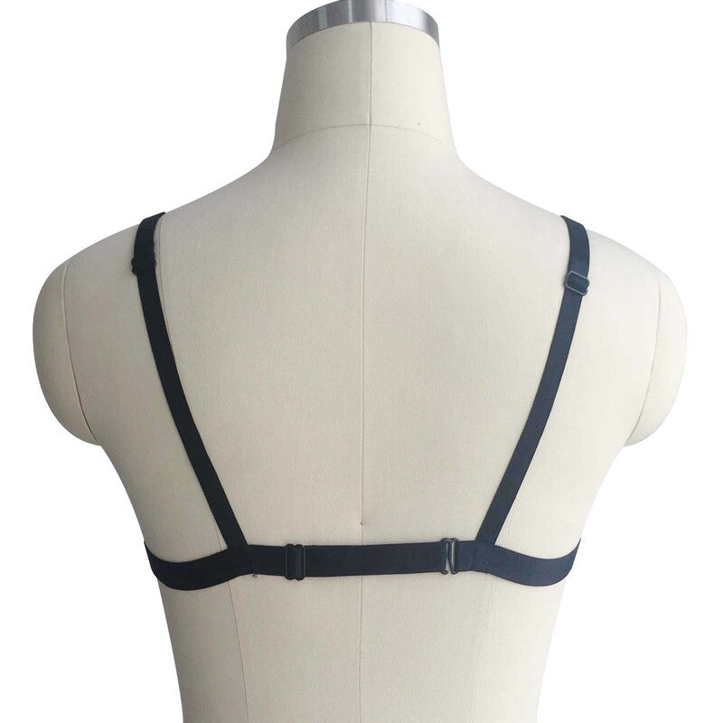 Black Sexy Breast Leaking Mesh Black Harness Bra