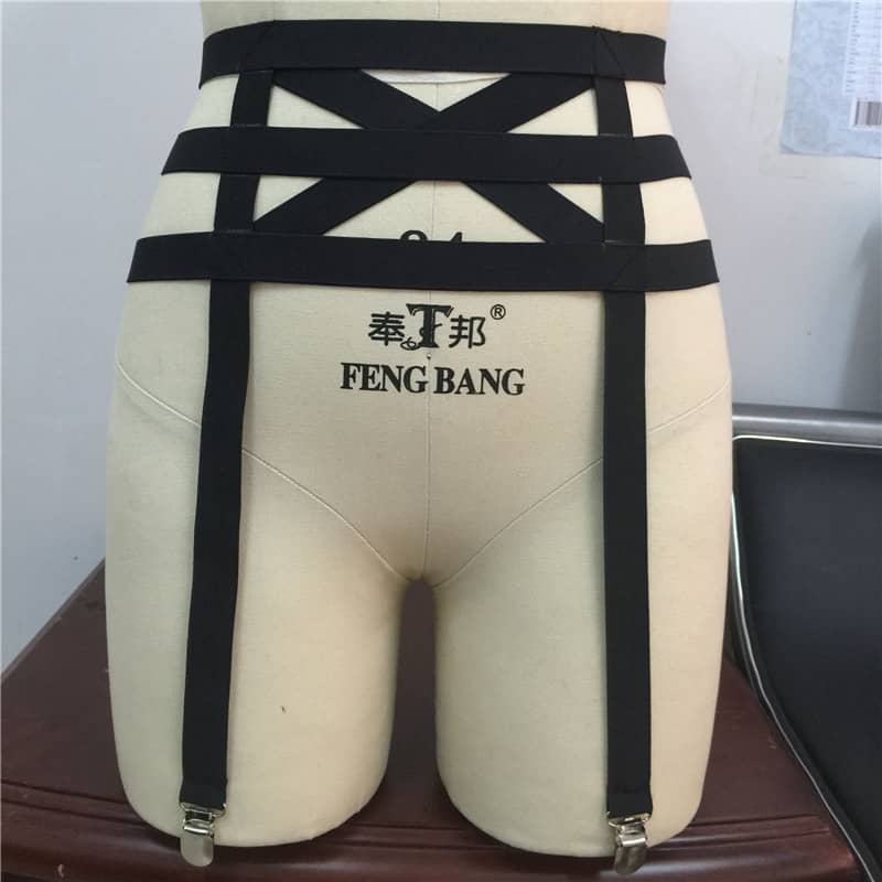 Black Thigh Loop Strap Functional Garter Belt