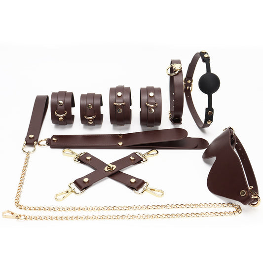 Leather Bondage Restraints Starter Kit in Black and Brown