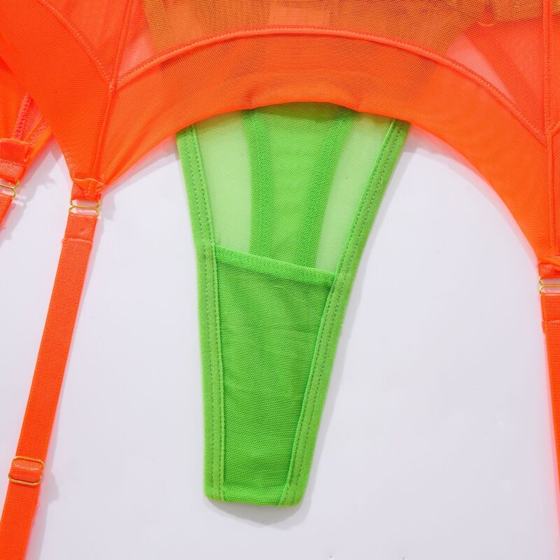 Contrasting Color Design Transparent Mesh Set