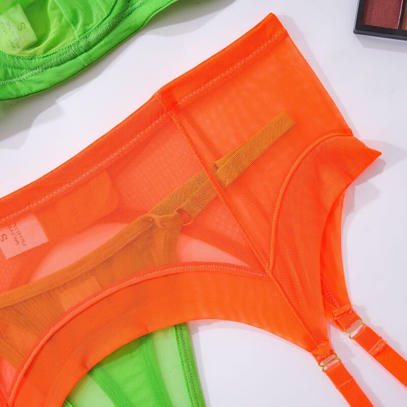Contrasting Color Design Transparent Mesh Set