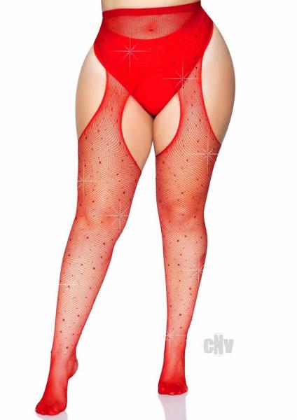 Crystalized Fishnet Suspender Pantyhose