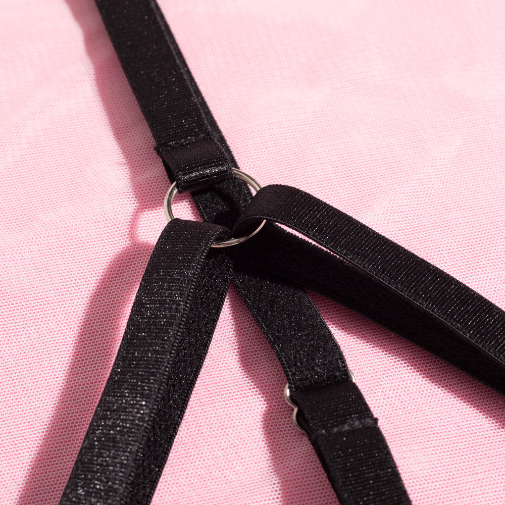 Cupless Metal Chain Bra Three-Piece Set with Feather Waist