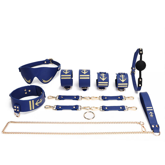 Dominatrix Starter Kit with Navy Embroidery - Blue - BDSM