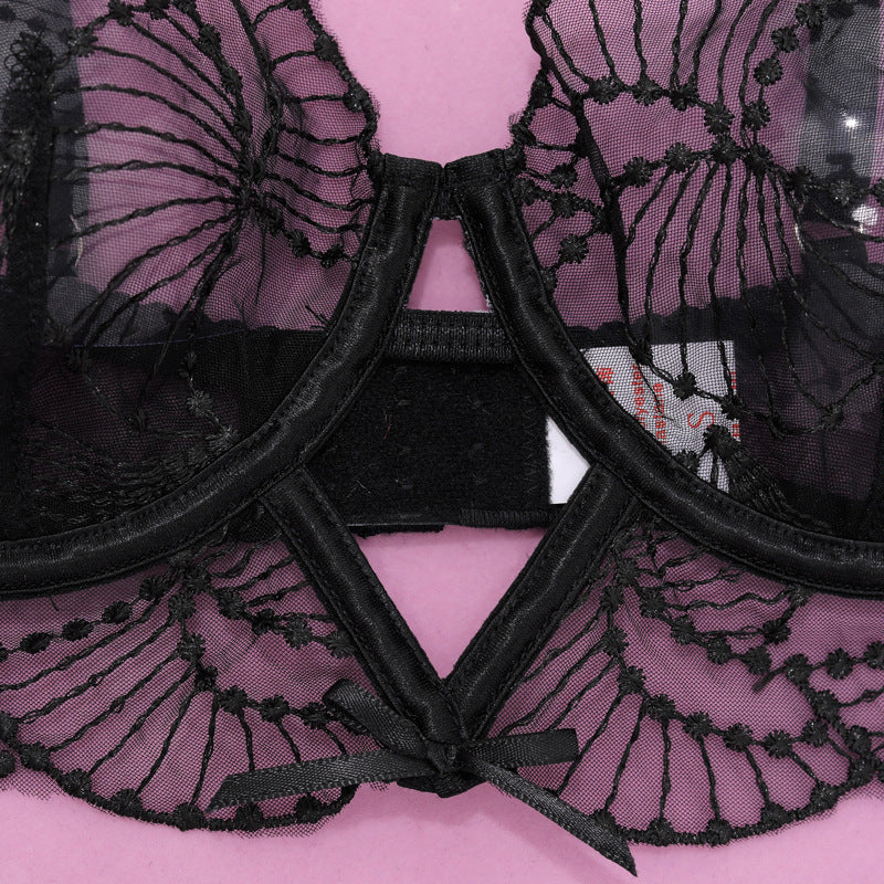Elegance Sheer Bra and Panty Ensemble with Suspenders