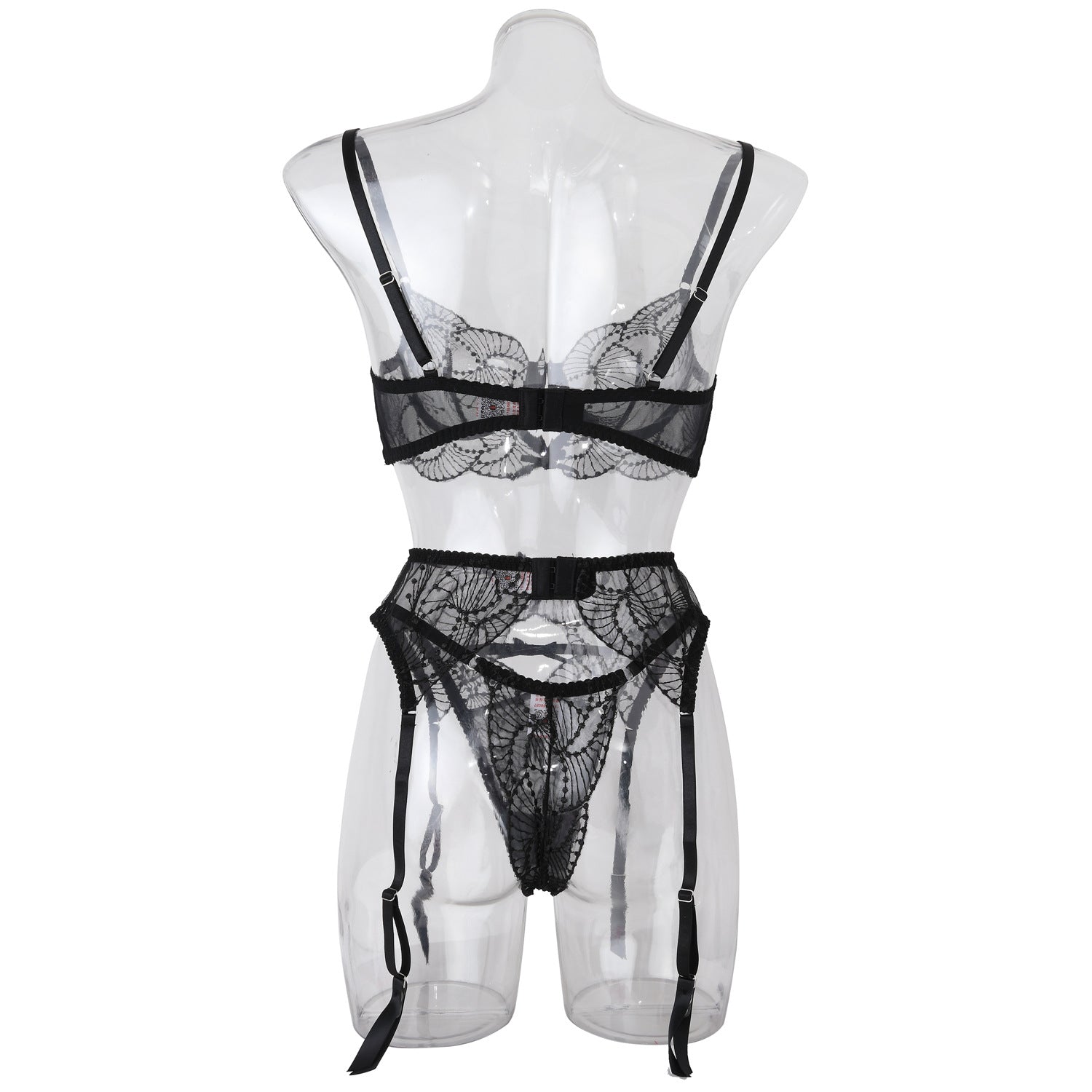 Elegance Sheer Bra and Panty Ensemble with Suspenders