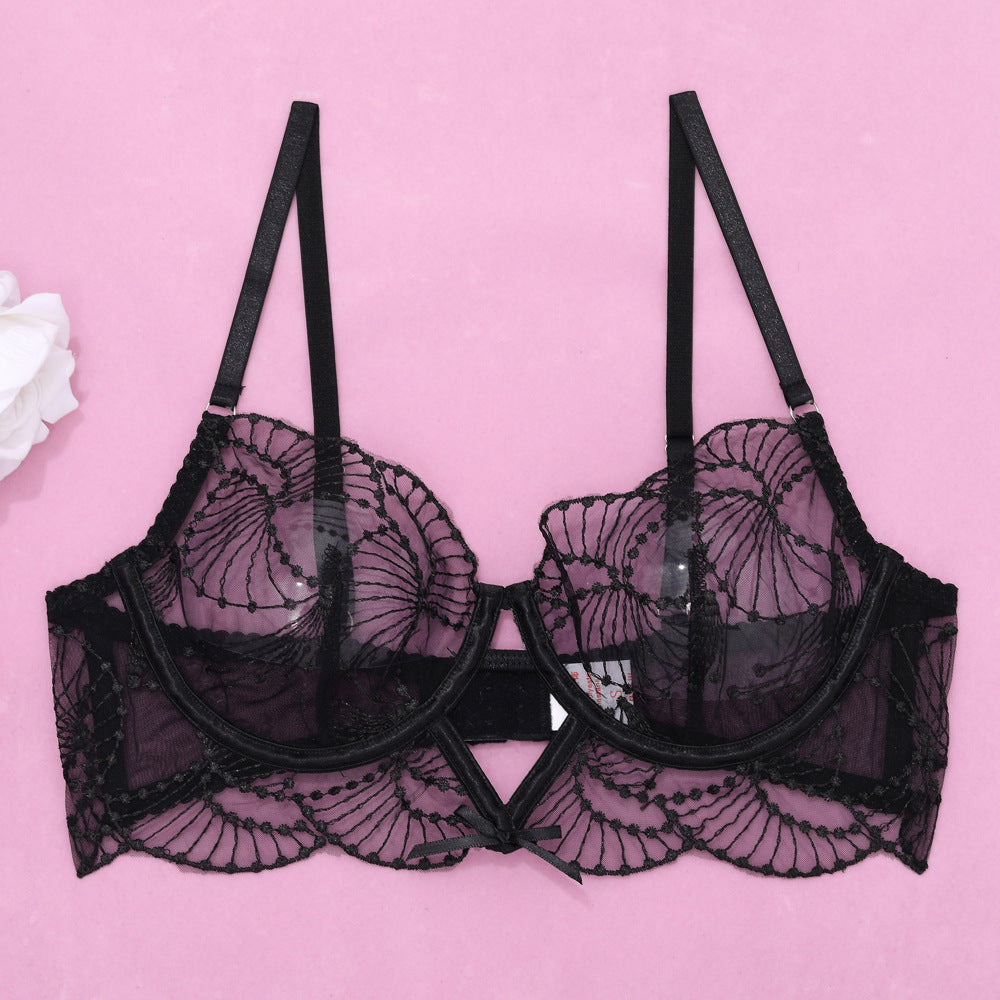 Elegance Sheer Bra and Panty Ensemble with Suspenders