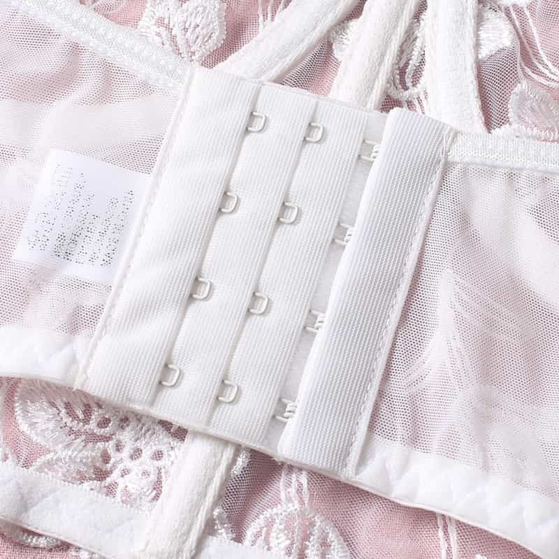 Embroidered Thong Sexy Bustier Bra Set