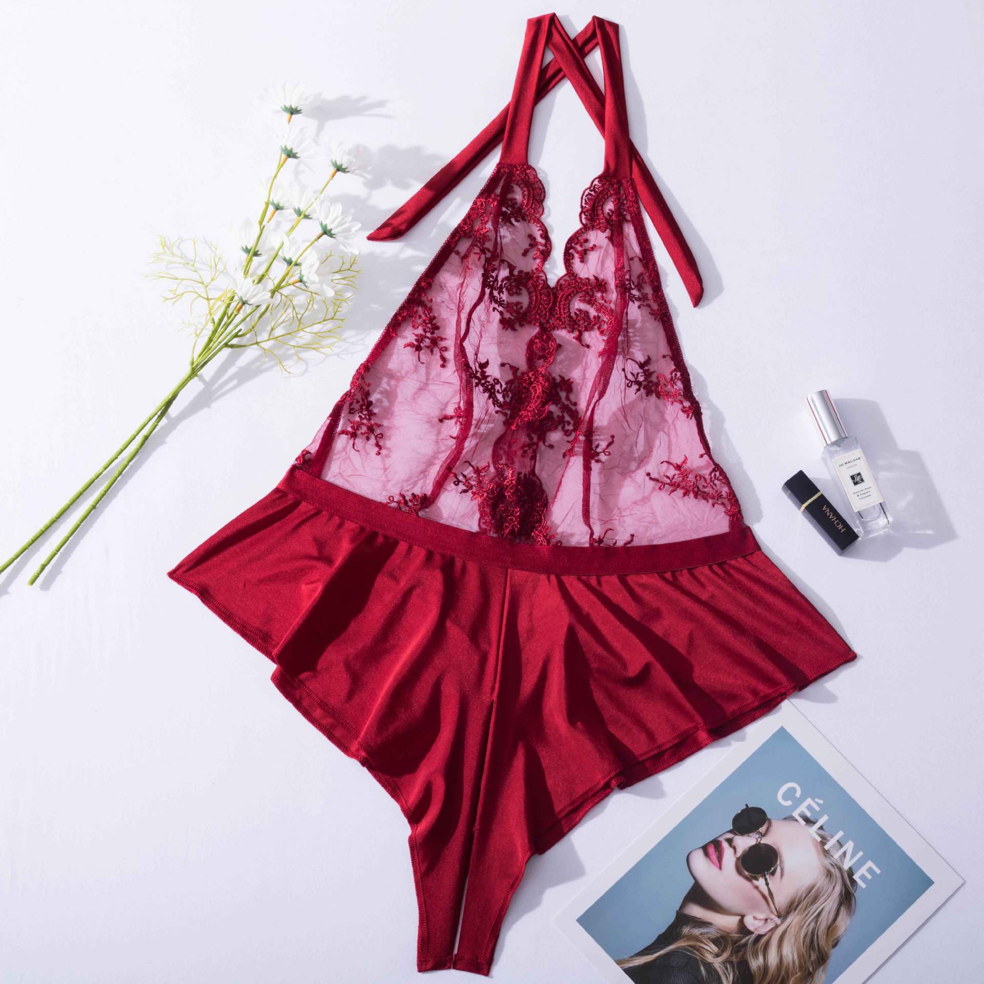 Enchante Halter Neck Lace Teddy