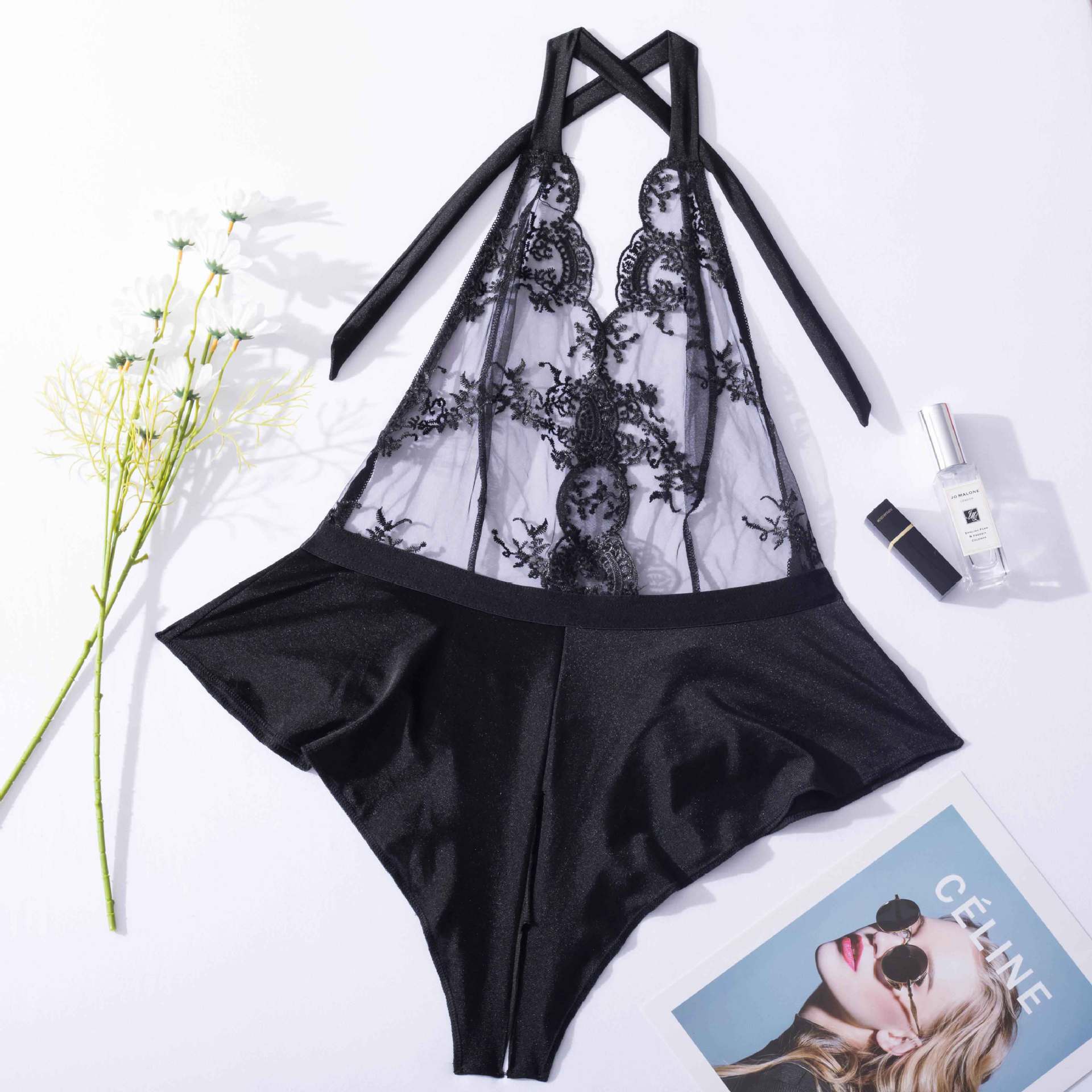 Enchante Halter Neck Lace Teddy