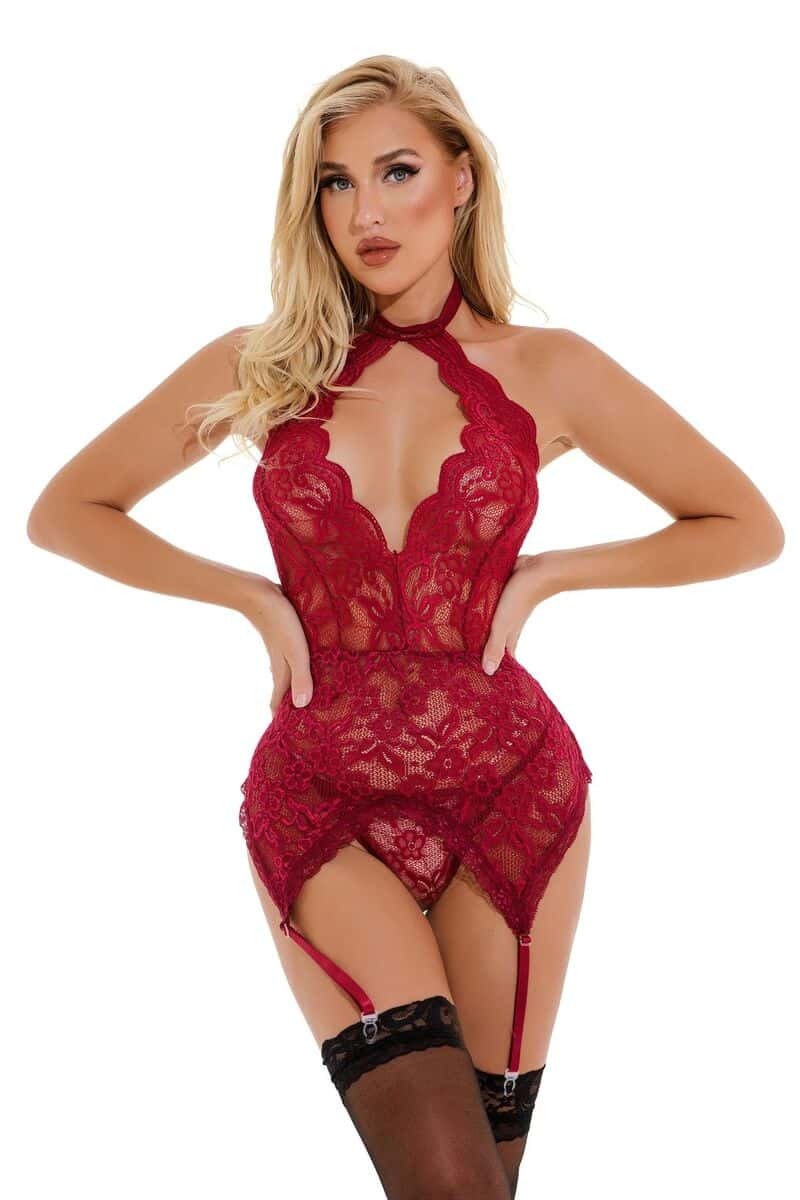 Halter Garter Lace Gartered Corset