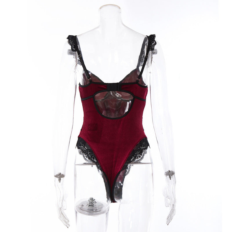 Sexy Silk Cutout Lace Jumpsuit
