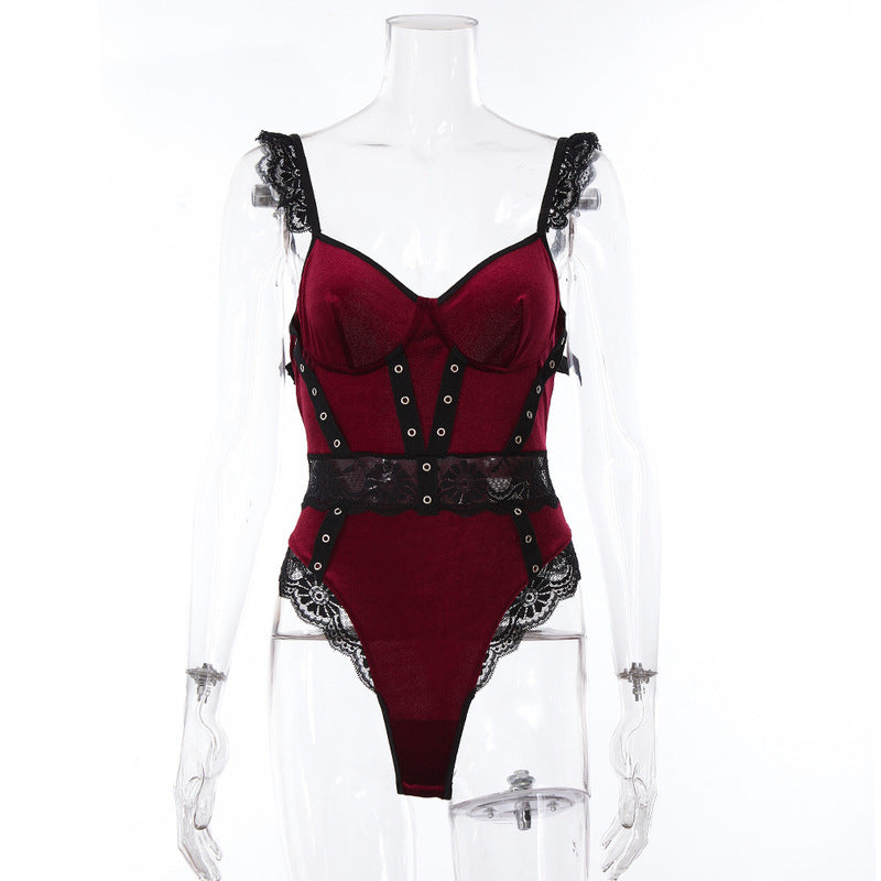 Sexy Silk Cutout Lace Jumpsuit