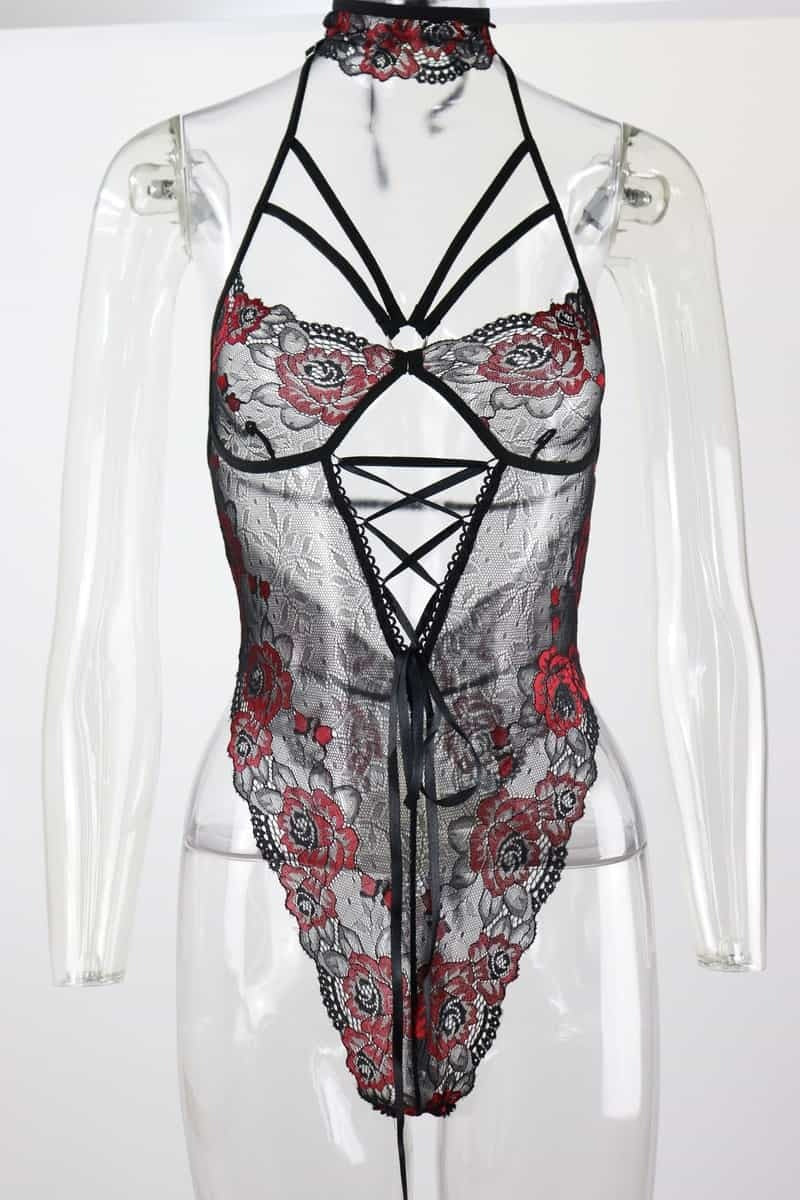 Mesh Collar Sexy Teddy