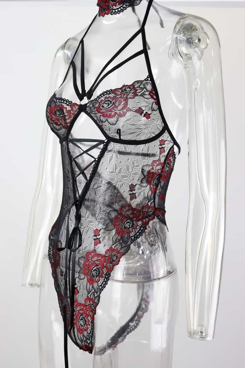 Mesh Collar Sexy Teddy