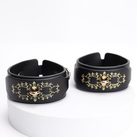 Fox Pattern Soft Bondage Gear Black Handcuff